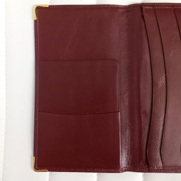 Cartier Bordeaux Leather Checkbook Long Wallet with gold accents - Picture 9 of 12